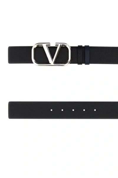 Shop Valentino Garavani Man Black Leather Reversible Vlogo Belt