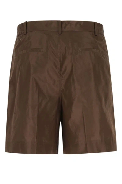 Shop Valentino Garavani Man Brown Silk Bermuda Shorts
