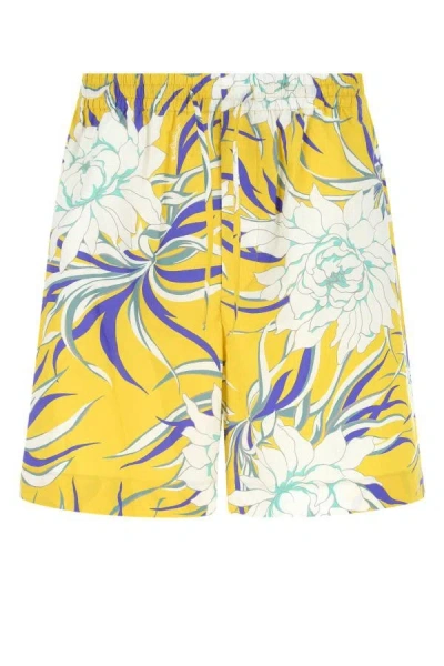 Valentino Peony Print Bermuda Short In Multicolor
