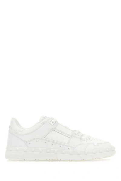 Valentino Leather Freedots Sneakers Studded Detailing In White