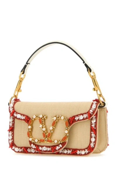Shop Valentino Garavani Woman Raffia Small Locã² Handbag In Brown