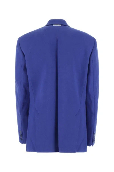 Shop Vetements Unisex Blue Cotton Blend Oversize Blazer