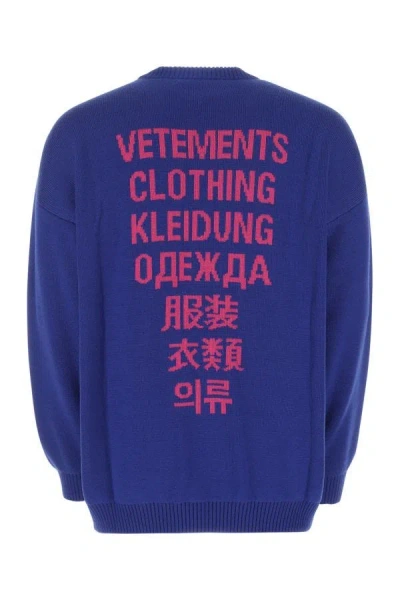 Shop Vetements Unisex Blue Wool Oversize Sweater