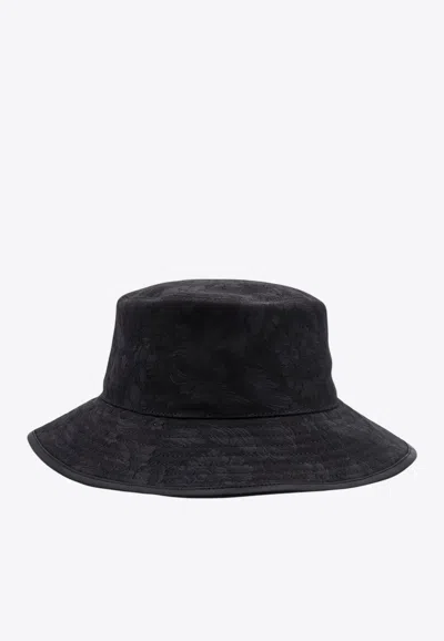 Shop Versace Barocco Jacquard Bucket Hat In Black