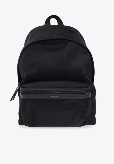 Shop Saint Laurent Basic Logo Backpack In Black