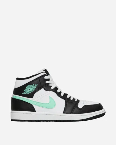 Shop Nike Air Jordan 1 Mid Sneakers White / Black / Green Glow In Multicolor
