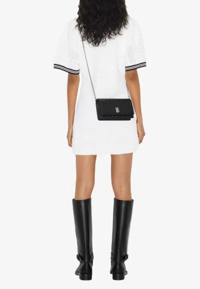 Burberry Check Stripe-trim Polo Dress In White