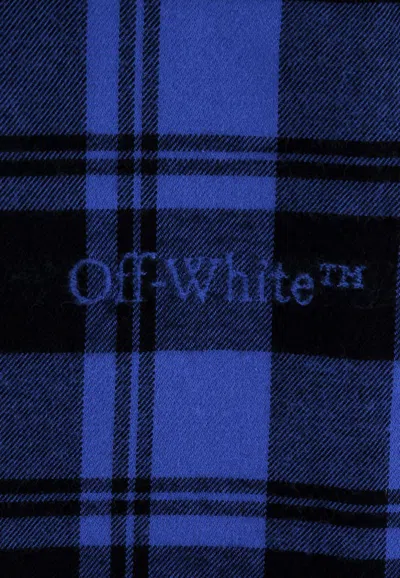 Shop Off-white Checked Long-sleeved Shirt In Blue