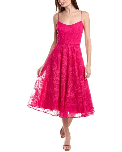 Shop ml Monique Lhuillier Eve Tulle Midi Dress In Pink