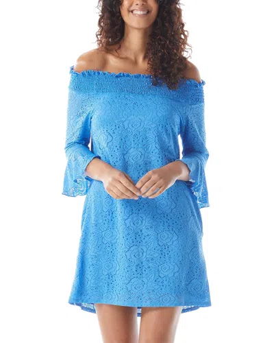 Shop Beach House Lace Smocked Dress In Blue