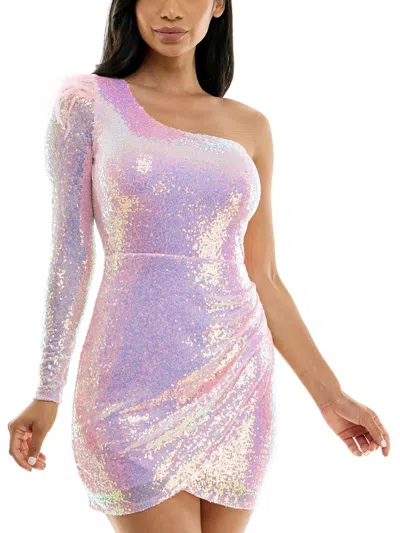 Shop B Darlin Juniors Womens Embellished Sequined Bodycon Dress In Multi