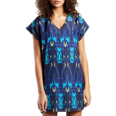 Shop Marie Oliver Andi Silk Dress In Midnight Ikat Print In Multi