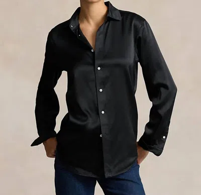 Shop Ralph Lauren Polo Classic Fit Silk Shirt In Black