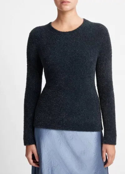 Shop Vince Lurex Eyelash Pullover Sweater In Obsidian Black In Multi