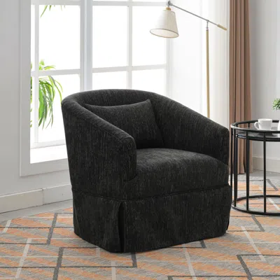 Shop Simplie Fun 360-degree Swivel Accent Armchair Linen Blend Black