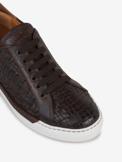 Shop Bontoni Enrico Intreccio Sneakers In Dark Brown