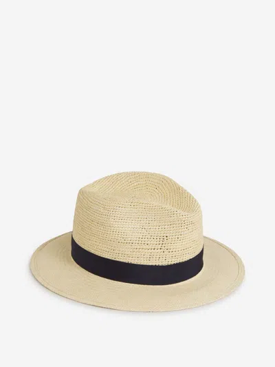 Shop Borsalino Straw Panama Hat In Midnight Blue