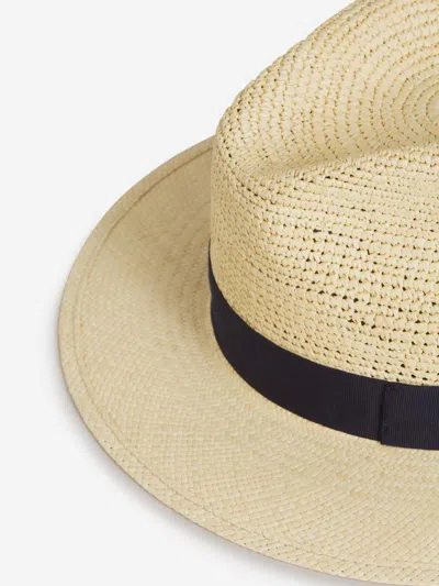 Shop Borsalino Straw Panama Hat In Midnight Blue