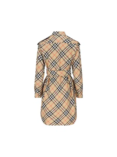 Shop Burberry Dresses In Sand Ip Check
