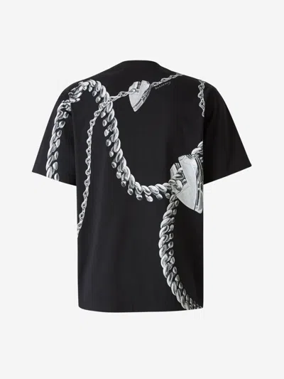 Shop Burberry Printed Cotton T-shirt In Black