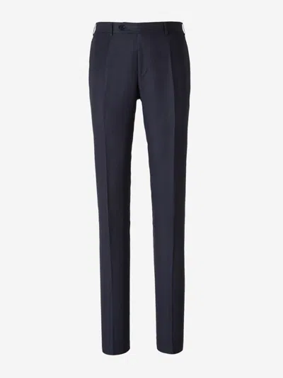 Shop Canali Linen And Silk Suit In Navy Blue