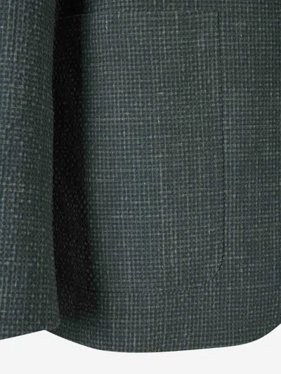 Shop Canali Two-tone Wool Blazer In Green