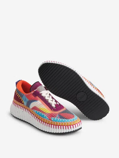 Shop Chloé Nama Multicolor Sneakers In Contrast Stitching