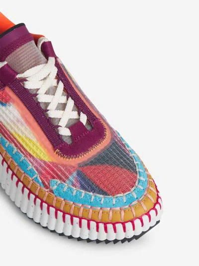 Shop Chloé Nama Multicolor Sneakers In Contrast Stitching