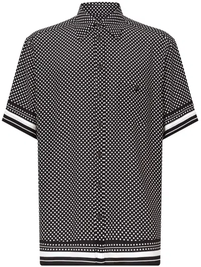 Shop Dolce & Gabbana Dots Print Silk Shirt In Black