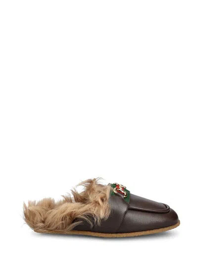 Shop Gucci Sandals In Cocoa/vrv/natural