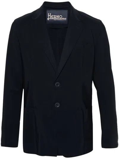 Shop Herno Single-breasted Blazer Jacket In Blue
