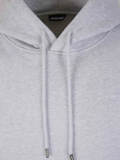 Shop Jacquemus Cotton Hood Sweatshirt In Light Grey