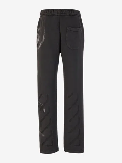 Shop Off-white Printed Cotton Joggers In Dark Grey