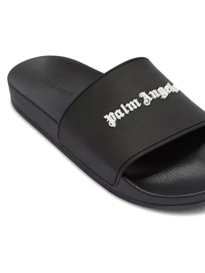 Shop Palm Angels Logo Pool Sliders In Black