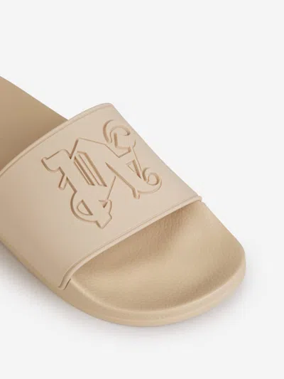 Shop Palm Angels Pool Logo Sandals In Cream