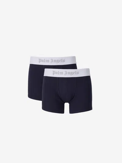 Shop Palm Angels Two Pack Boxers In Navy Blue And White