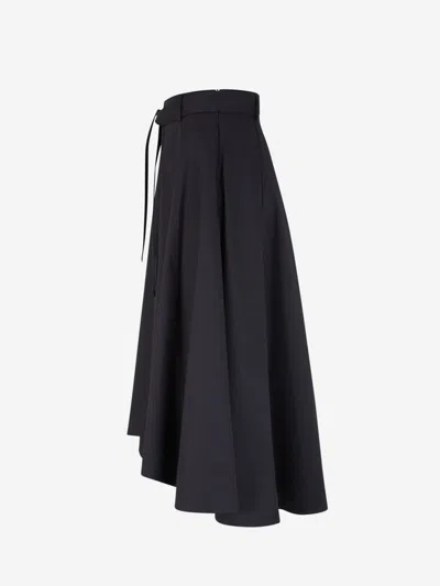 Shop Peserico Belt Midi Skirt In Midnight Blue
