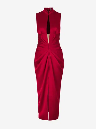 Rasario Draped Cutout Midi Dress In Draped On The Front