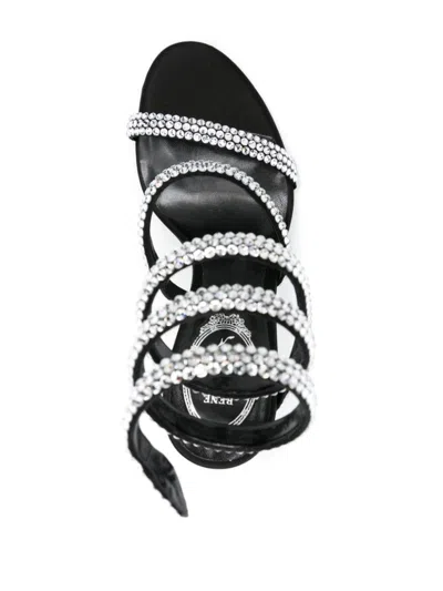 Shop René Caovilla Cleo Crystal Embellished Sandals In Black