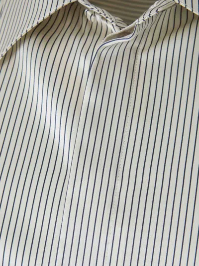 Shop Saint Laurent Striped Silk Shirt In Striped Motif