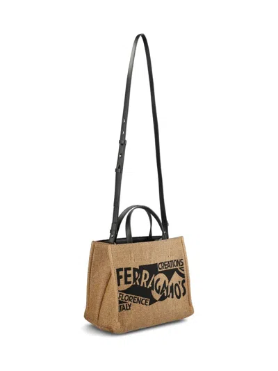Shop Ferragamo Salvatore  Handbags In Honey/black