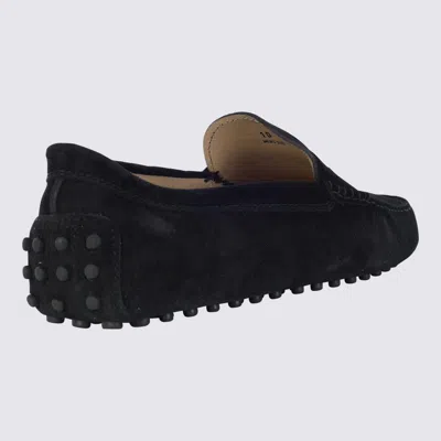 Shop Tod's Black Suede Gommini Loafers