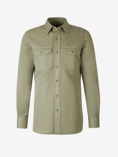 Shop Tom Ford Linen Military Shirt In Design Inspired By Military Shirt