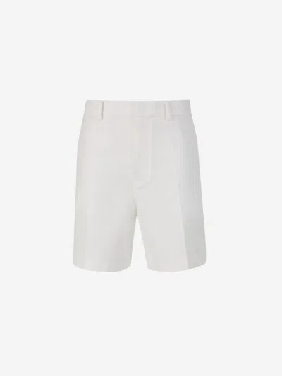 Shop Valentino Formal Cotton Bermudas Shorts In White