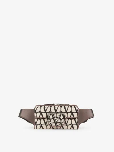 Shop Valentino Garavani Toile Iconographe Belt Bag In Flap Pocket On The Front