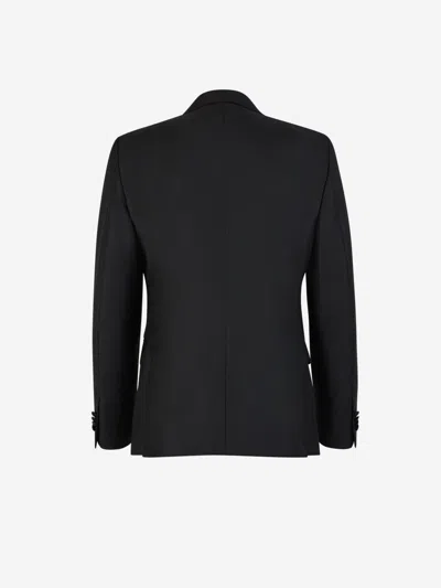 Shop Valentino Plain Wool Tuxedo In Black