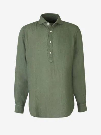 Shop Vincenzo Di Ruggiero Plain Linen Shirt In Shirt Collar