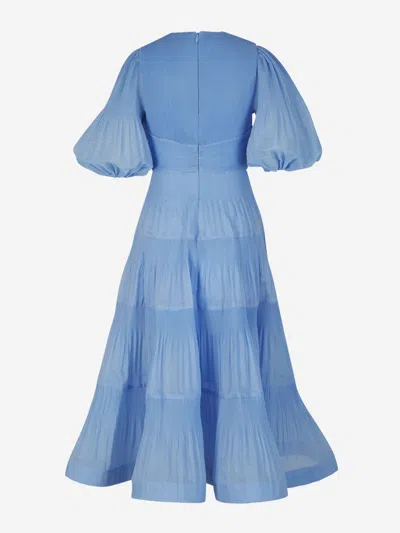 Shop Zimmermann Pleated Midi Dress In Blue