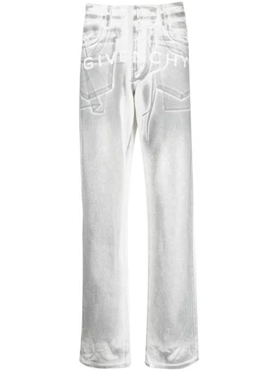 Shop Givenchy Logo-print Straight-leg Jeans