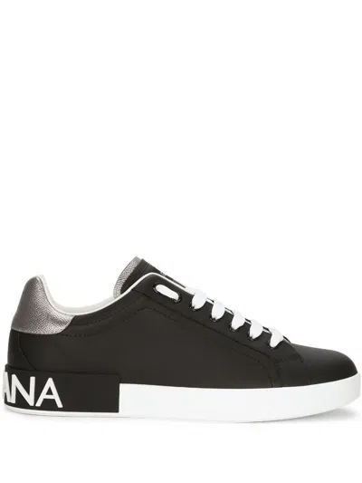 Shop Dolce & Gabbana Sneakers With Logo In Nero E Bianco
